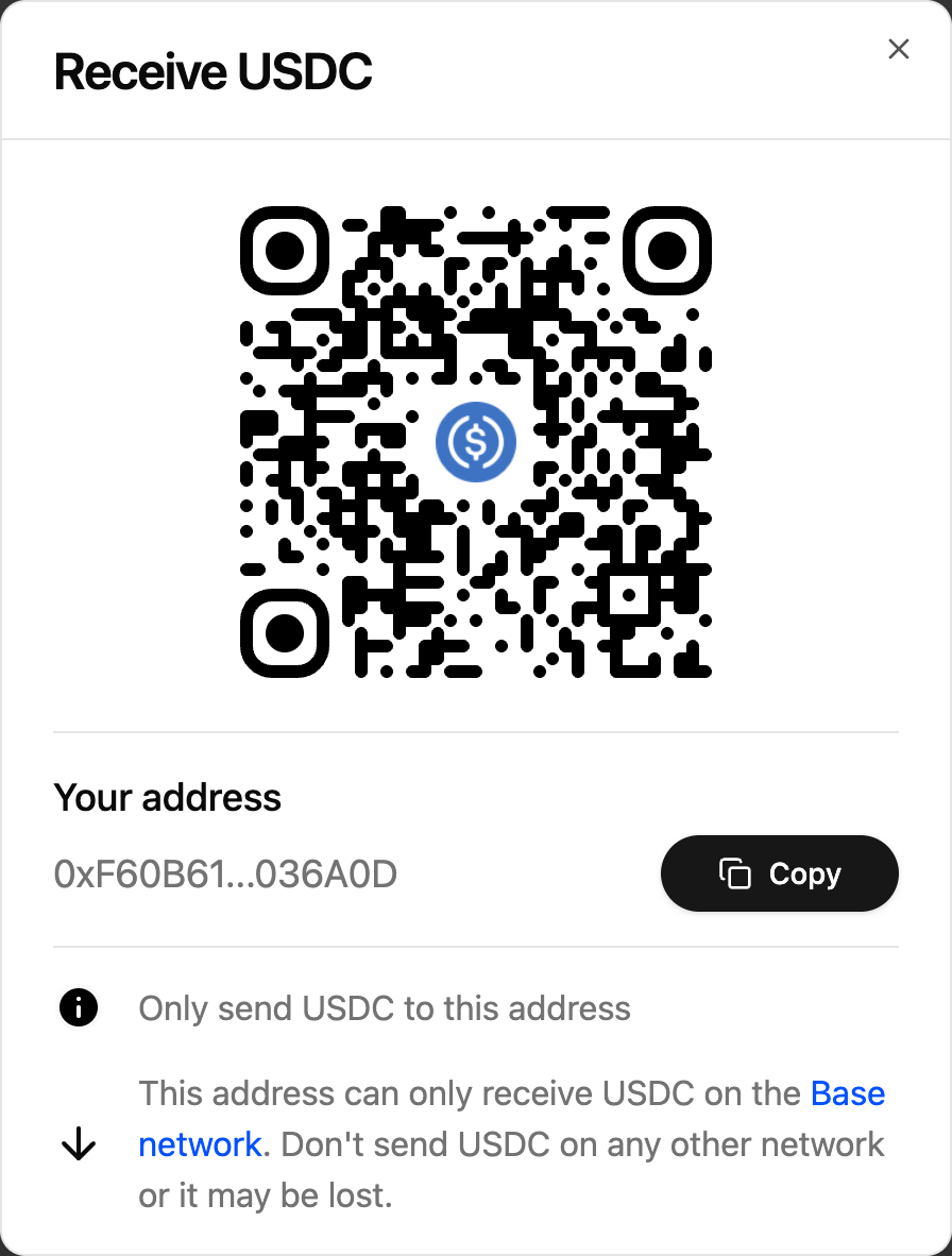 Receive funds - hover